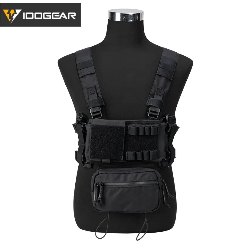Vêtement tactique IDOGEAR CHEST RIG MK3 noir avec poches multiples et sangles réglables