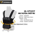 Vêtement tactique CHEST RIG MK3 IDOGEAR en nylon avec poches ajustables pour activités extérieures