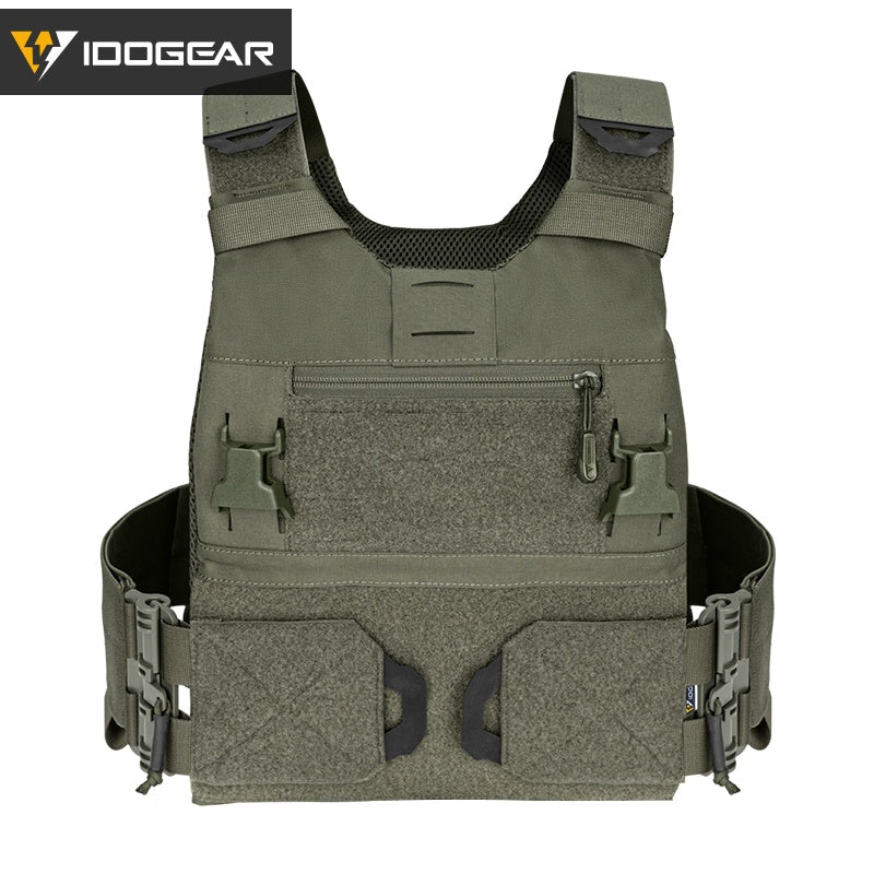 Gilet tactique IDOGEAR CHESTPLATE FCSK vert militaire avec poches et sangles ajustables