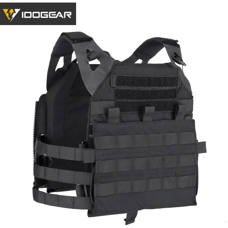 Gilet tactique noir IDOGEAR CHESTPLATE JPC2 avec systèmes de fixation et sangles réglables