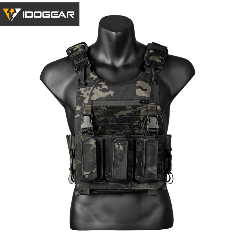Gilet tactique camouflage IDOGEAR CHESTPLATE LSR avec poches modulaires ajustables