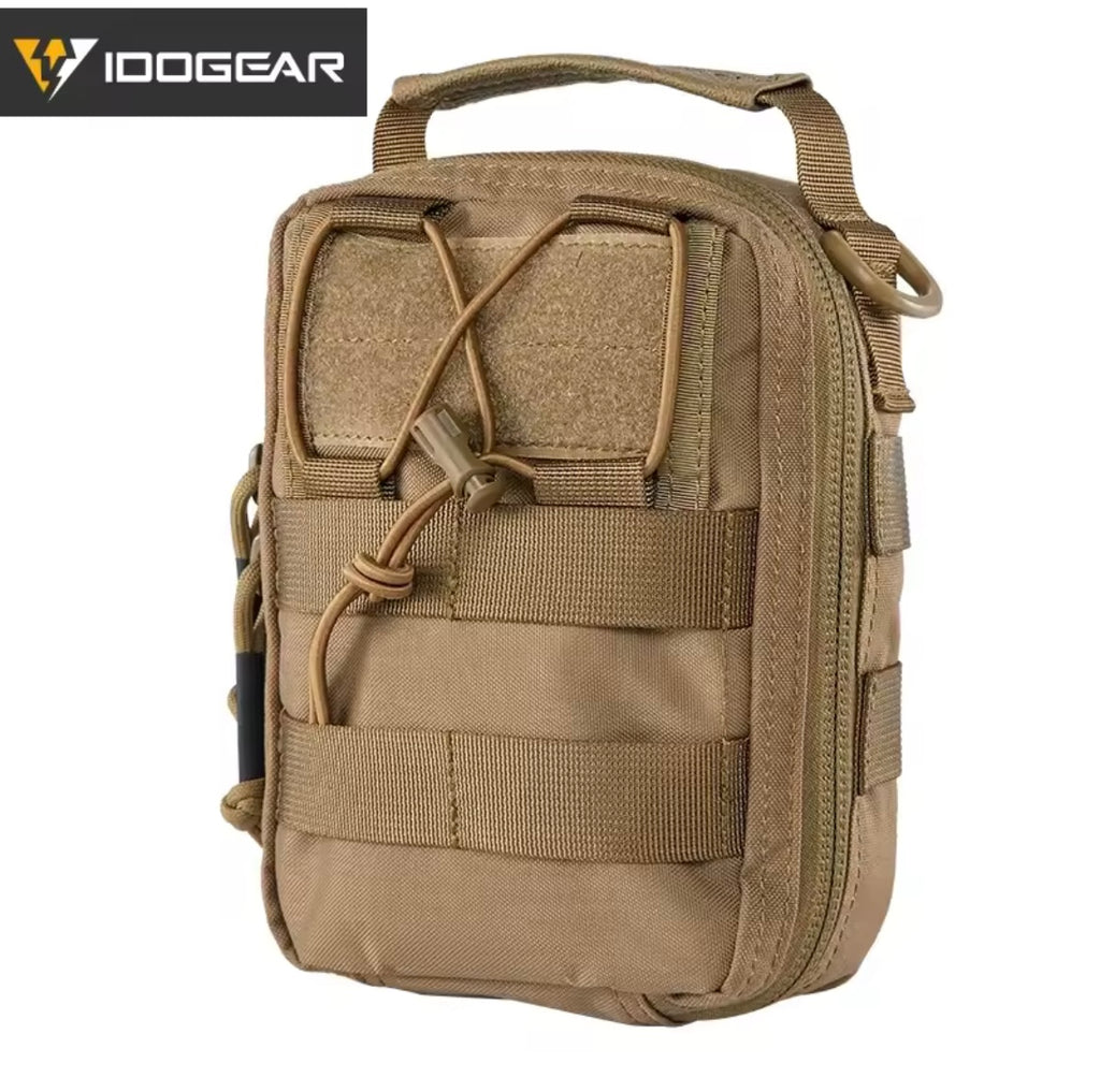IDOGEAR tan tactical IFAK MEDIC POUCH with zipper and MOLLE straps for first aid gear