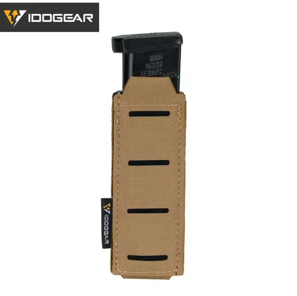IDOGEAR MAG POUCH 9mm magazine holder in tan, designed for quick access and secure storage