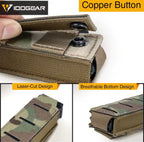 IDOGEAR mag pouch 9mm with copper button closure and laser-cut breathable design in camouflage