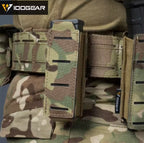 IDOGEAR camouflage mag pouch 9mm attached to tactical belt for secure ammunition carrying