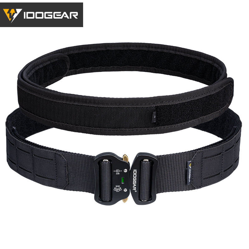 IDOGEAR black tactical MILITARY BELT with durable buckle and adjustable strap for secure fit