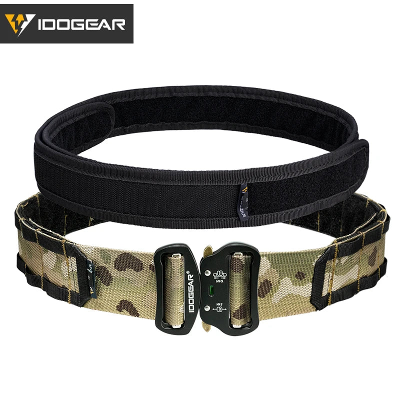 IDOGEAR military belt with camouflage pattern and black inner lining for tactical use