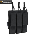 IDOGEAR black tactical mp5 mag pouch with three compartments and secure pull tabs