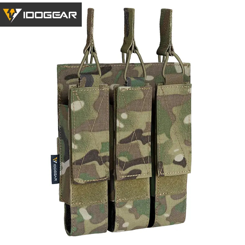 IDOGEAR camo mp5 mag pouch with triple compartments and pull tabs for tactical accessory