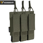 IDOGEAR durable mp5 mag pouch with three compartments and secure flaps in olive green
