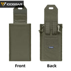 IDOGEAR multifonctions edc pouch in olive green showing front and back views with secure flap and attachment straps