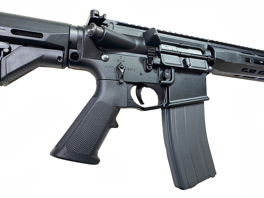 Détail du corps du fusil d'assaut kac ks-3 gbb WELL PRO en noir avec chargeur inséré