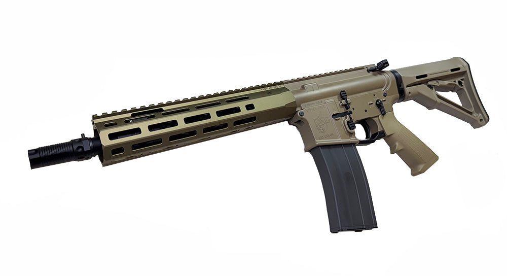 Réplique airsoft kac ks-3 gbb par WELL PRO avec crosse réglable et chargeur métallique en couleur tan