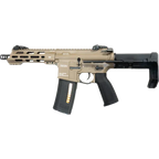 KWA AEG Airsoft Gun in Tan Color with Adjustable Stock and Tactical Rail System
