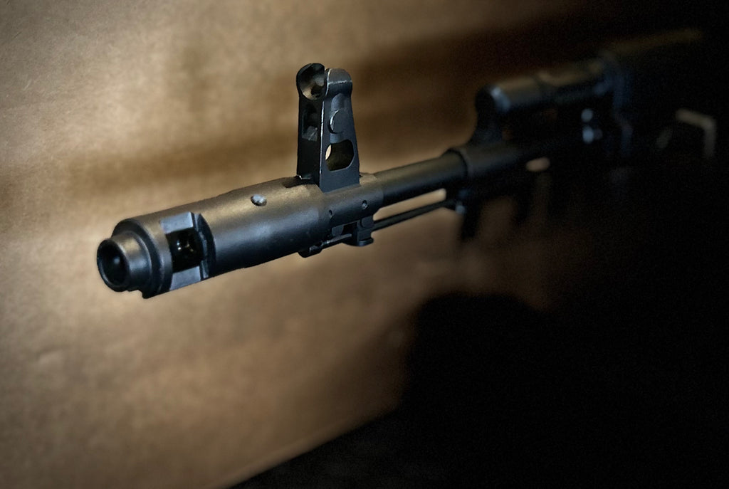 KWA AK 74M Airsoft Gun with Detailed Barrel and Adjustable Iron Sights