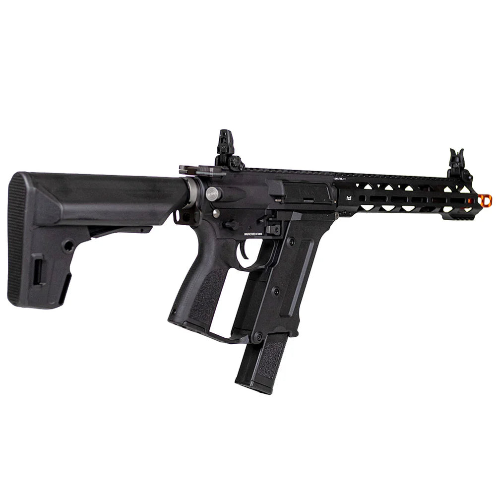 KWA RONIN TK45 airsoft gun compact black AEG with adjustable stock MLOK handguard and orange tip