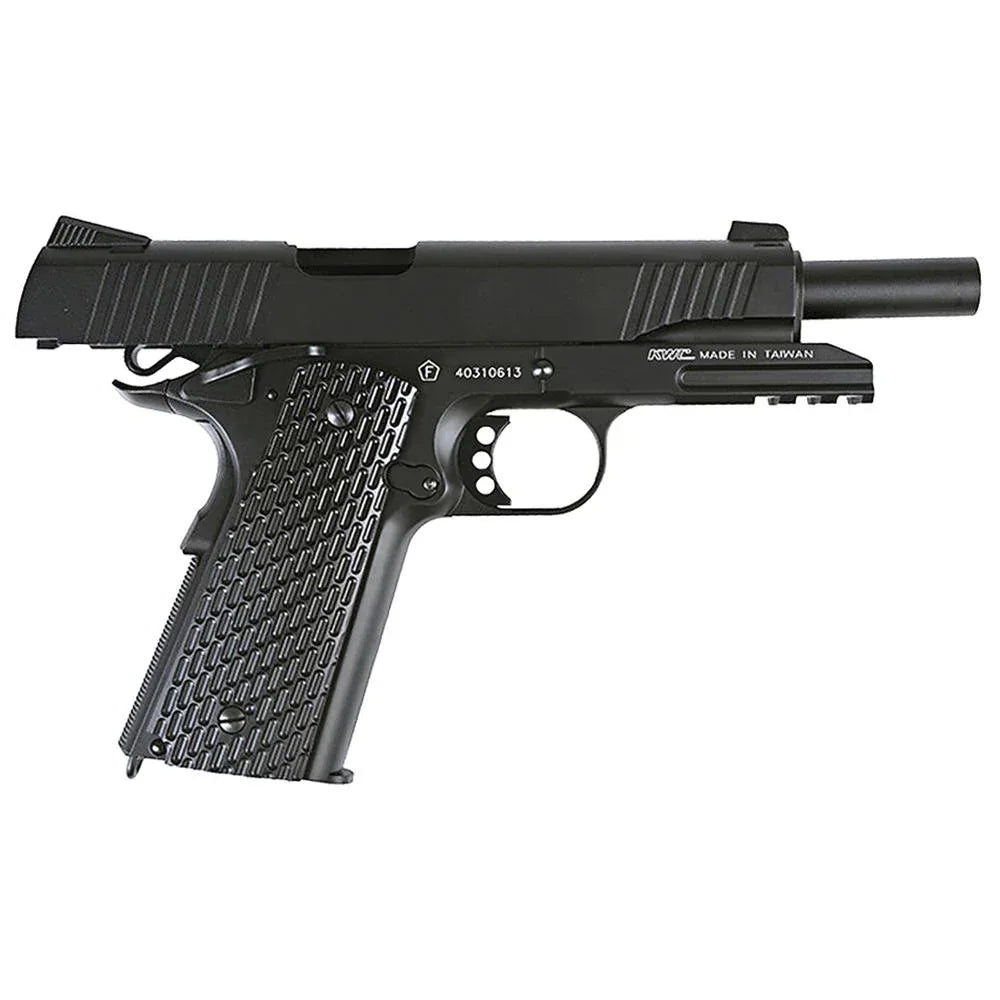KWC M1911 A1 Tac CO2 Pistol in Black with Tactical Rail for accessories and enhanced performance