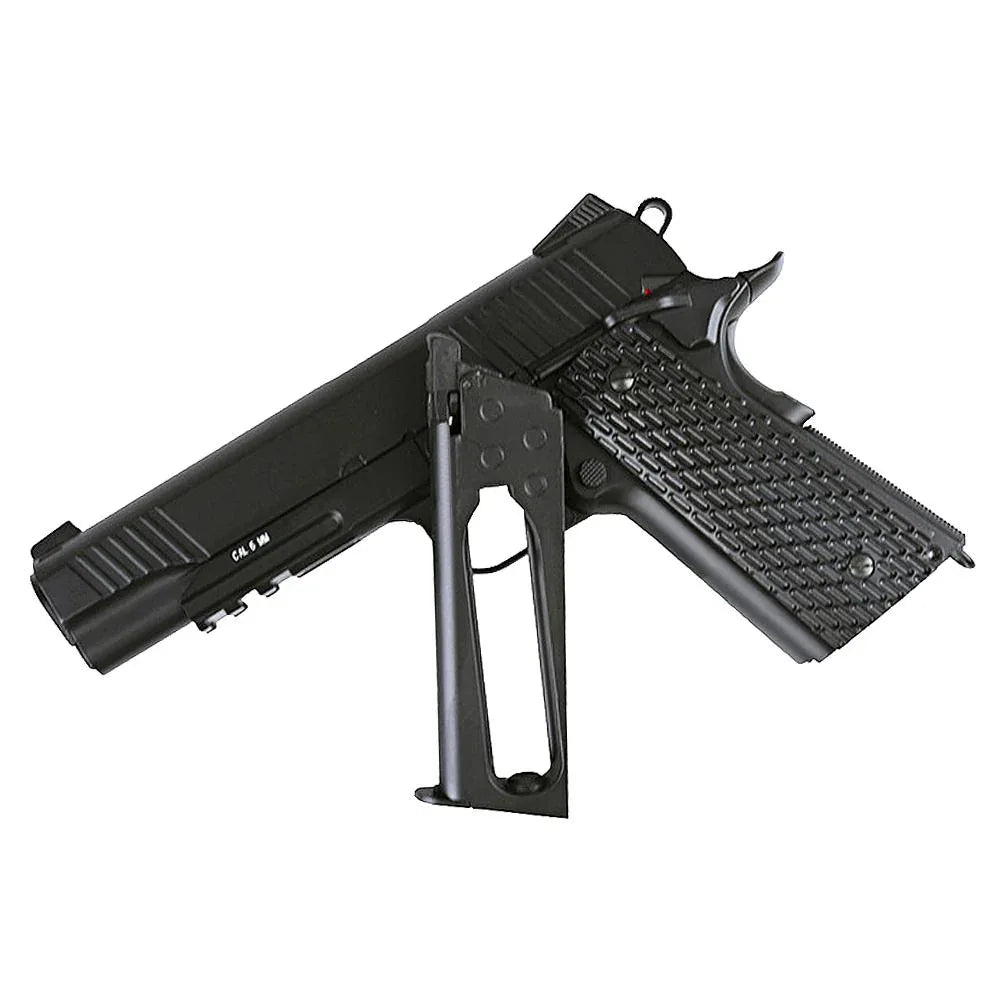 KWC M1911 A1 Tac CO2 Airsoft Pistol with Tactical Folding Stock and Textured Grip