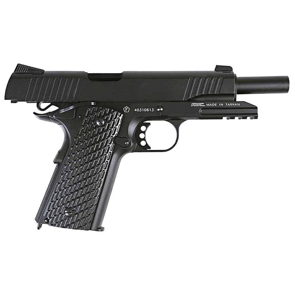 KWC M1911 Airsoft Pistol in Black with Tactical Rail for Accessories