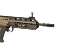 ARES L85A3 AEG AIRSOFT rifle in tan with detailed front rail and barrel close-up
