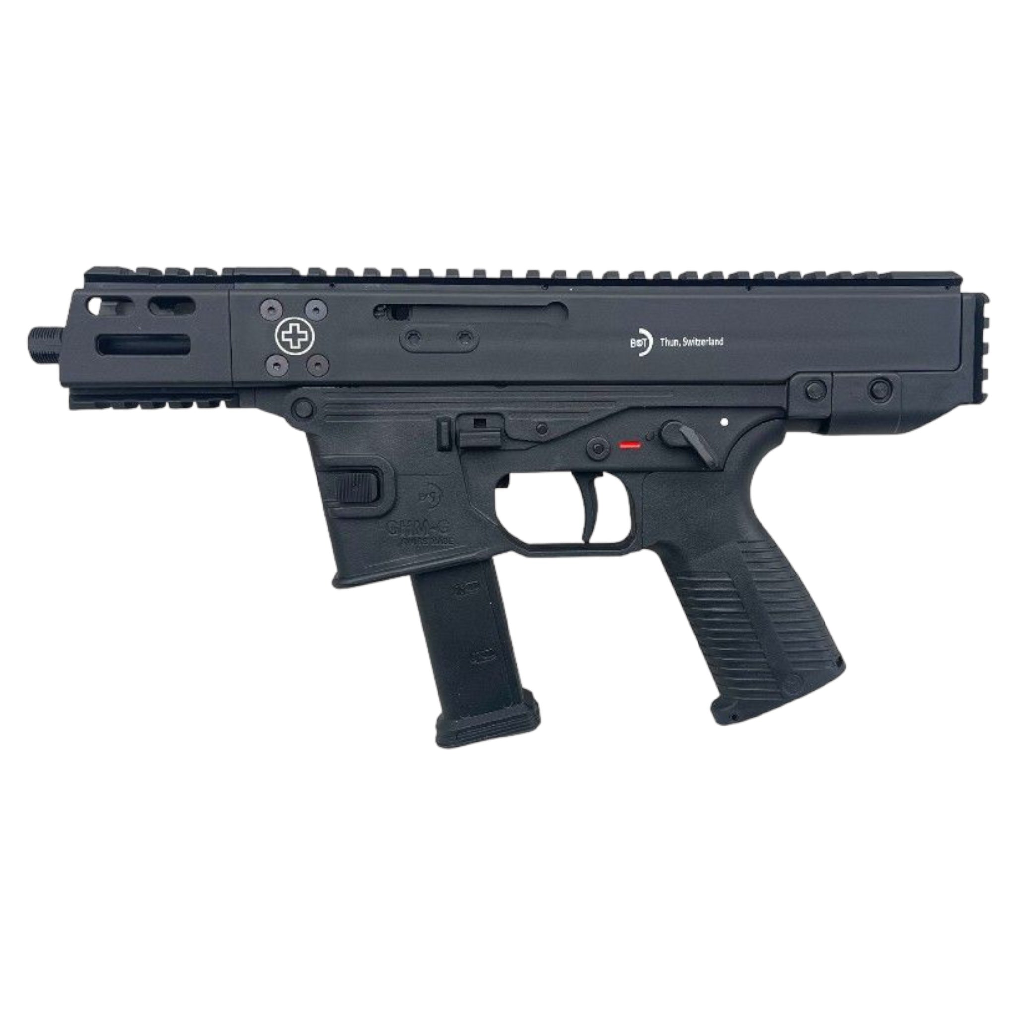B&T AEG LAMBDA DEFENCE GHM9 GBB AIRSOFT gun in black with compact design and tactical features