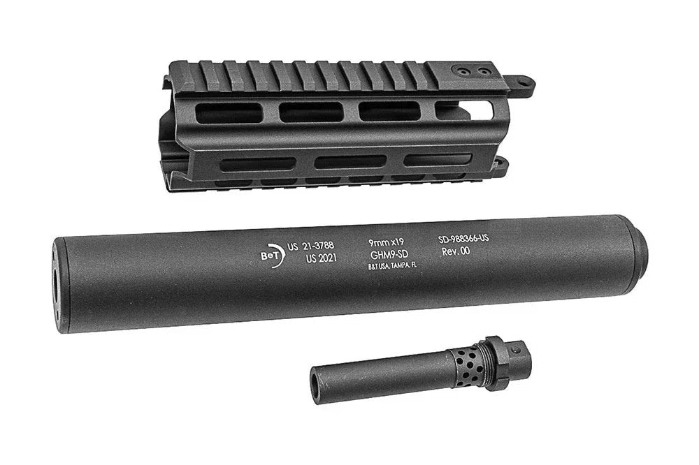 LAMBDA DEFENSE B&T GHM9 COMPACT-G Suppressor with Rail and Mounting Accessories