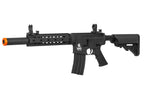 Lancer Tactical M4 Gen 2 airsoft rifle AEG black with adjustable stock orange muzzle and quad rail handguard