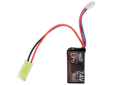 Lancer Tactical LiPo 7.4V airsoft battery with 300mAh capacity for high-performance airsoft usage