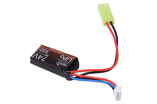 Lancer Tactical LiPo 7.4V airsoft battery with connector wires for remote operation