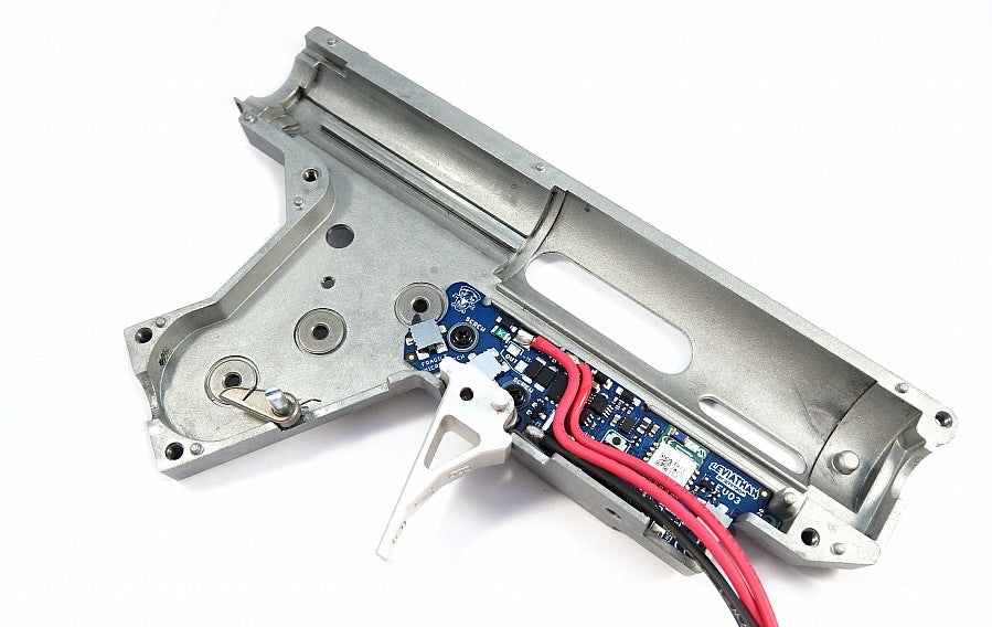 Jefftron mosfet evo3 electronic trigger unit installed in metal gearbox shell accessory