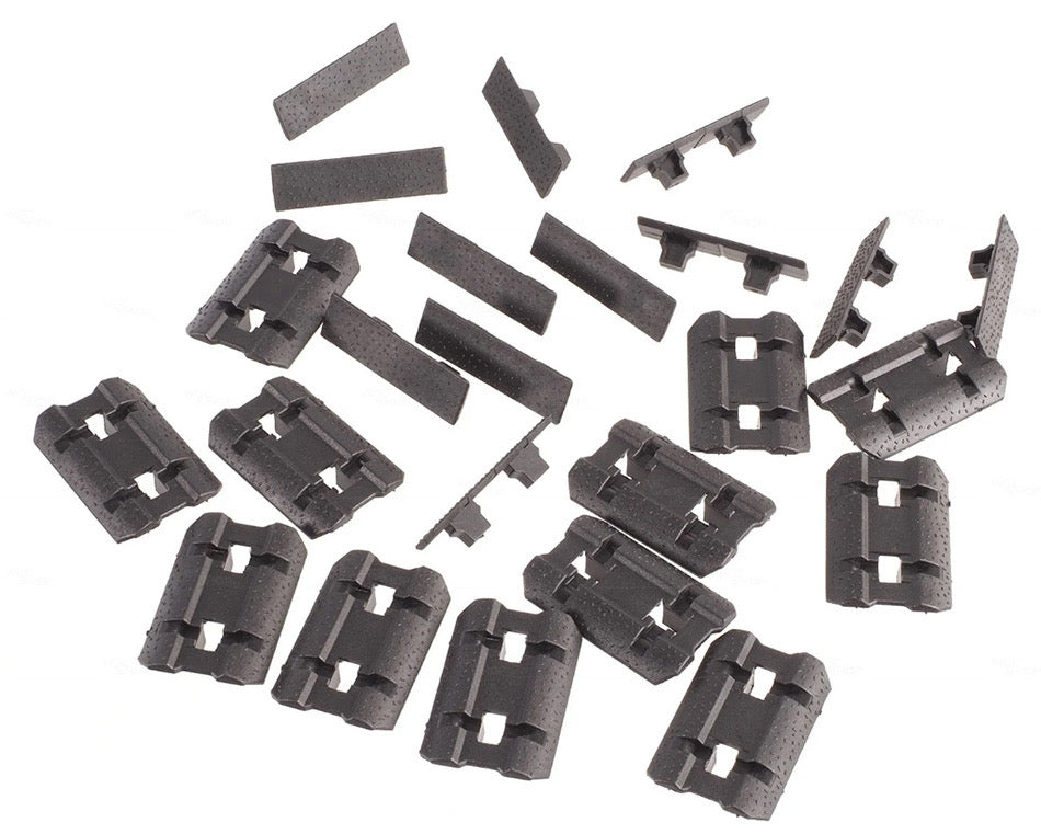 Double Bell m-lok rail cover set in black for enhanced grip and protection on tactical accessories