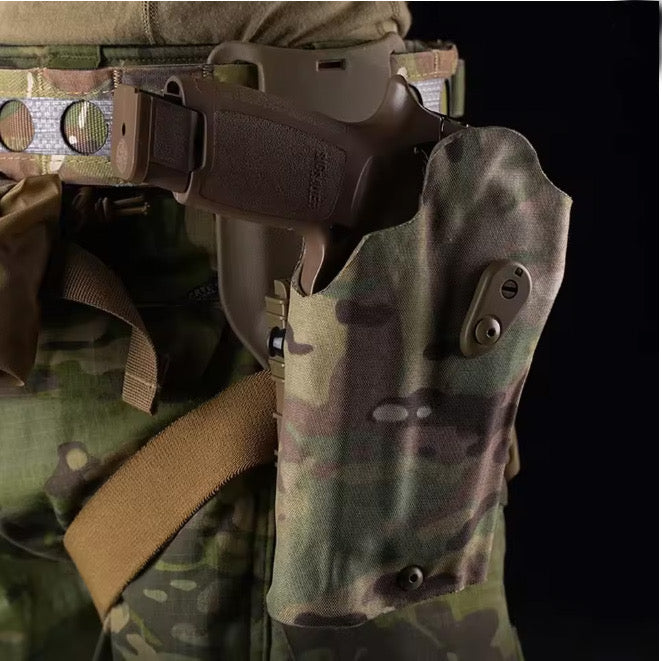Matrix m17 holster with camouflage design for tactical gear and firearm security
