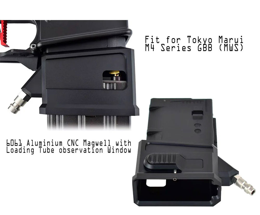 ARMY ARMAMENT CHARGEUR M4 HPA ADAPTOR made of 6061 aluminum CNC Magwell with loading tube observation window