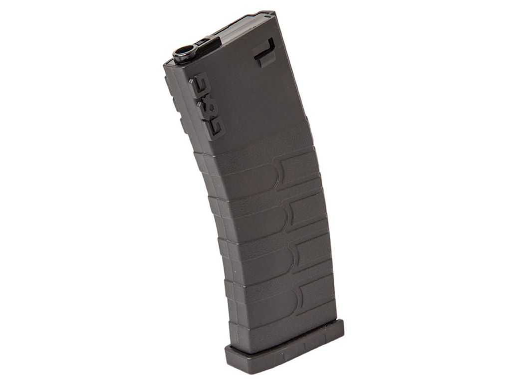 G&G black MAG M4 AIRSOFT MAG designed for airsoft rifles with textured grip and durable build