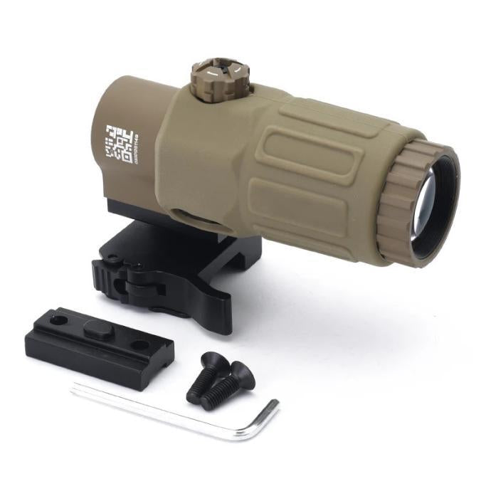 Holy Warrior Magnifier Airsoft Scope in Tan with Quick-Release Mount for Enhanced Accuracy