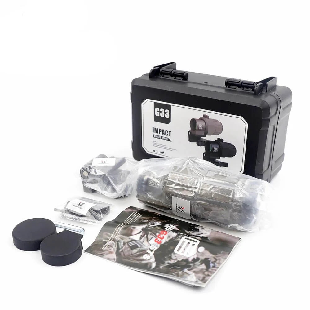 HOLY WARRIOR G33 Magnifier Airsoft with Quick Attach Mount and Carry Case for Enhanced Targeting
