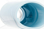 Close-up view of MAPLE LEAF BUCKING blue cylinder internals with textured interior features