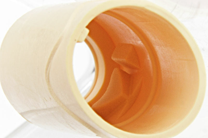 Close-up view of MAPLE LEAF BUCKING beige cylindrical internals with detailed inner structure