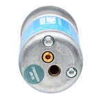 MASTERMIKE airsoft gas canister with safety warning label and threaded nozzle for airsoft guns