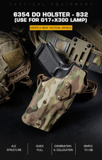 MATRIX glock 17 19 holster in camo design, compatible with G17 and X300 lamp features