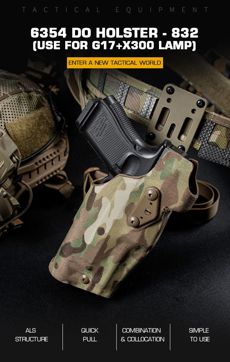 MATRIX glock 17 19 holster in camo design, compatible with G17 and X300 lamp features