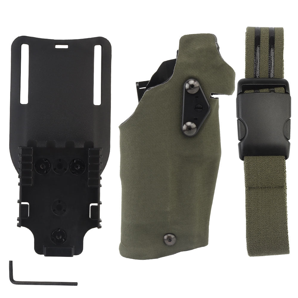 MATRIX glock 17 19 holster in green with adjustable belt attachment and mounting accessories