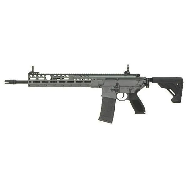 AEG MCX airsoft rifle in black with adjustable stock and tactical rail for accessories