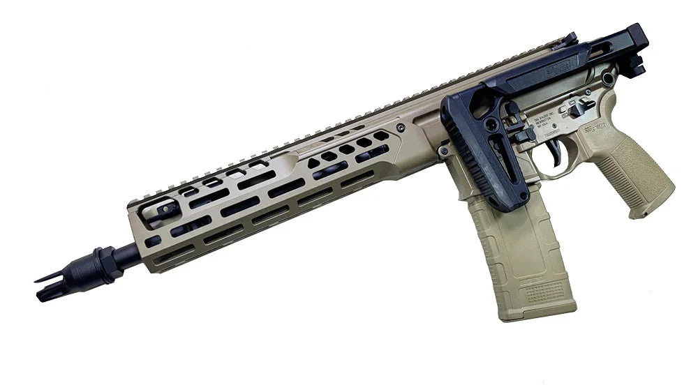 PROW mcx gbbr airsoft rifle in tan with modular handguard and adjustable stock