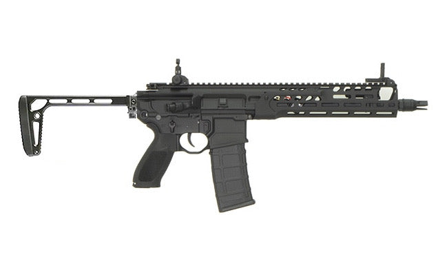 MCX SPEAR Airsoft AEG in sleek black design with adjustable stock and tactical rail system