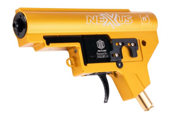 MECHLABS GEARBOX NEXXUS HPA anodized gold external gearbox unit with trigger housing for HPA systems