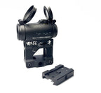 Aimpoint micro t2 reddot sight with flip-up lens covers and mounting base accessory