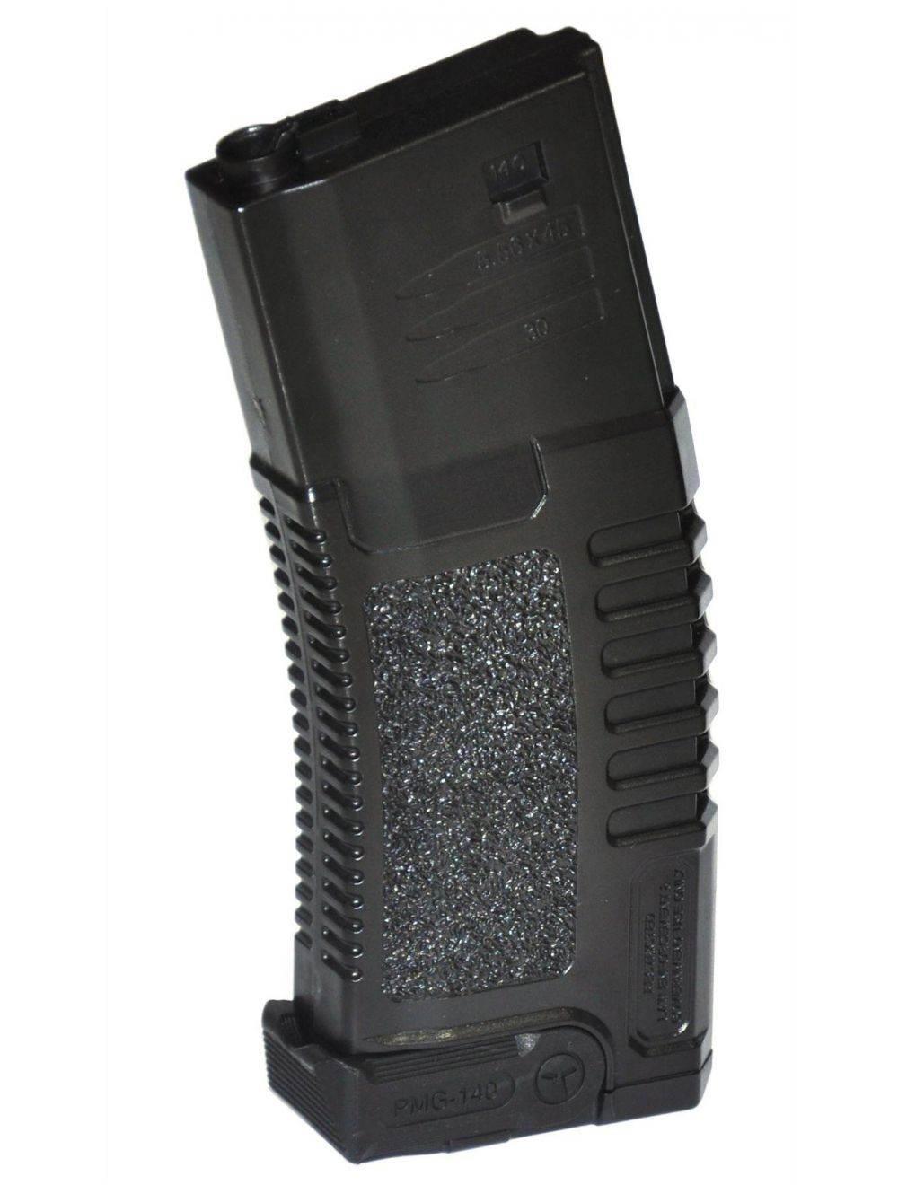 Amoeba Mid-Cap Magazine in black, designed for airsoft rifles with textured grip for better handling