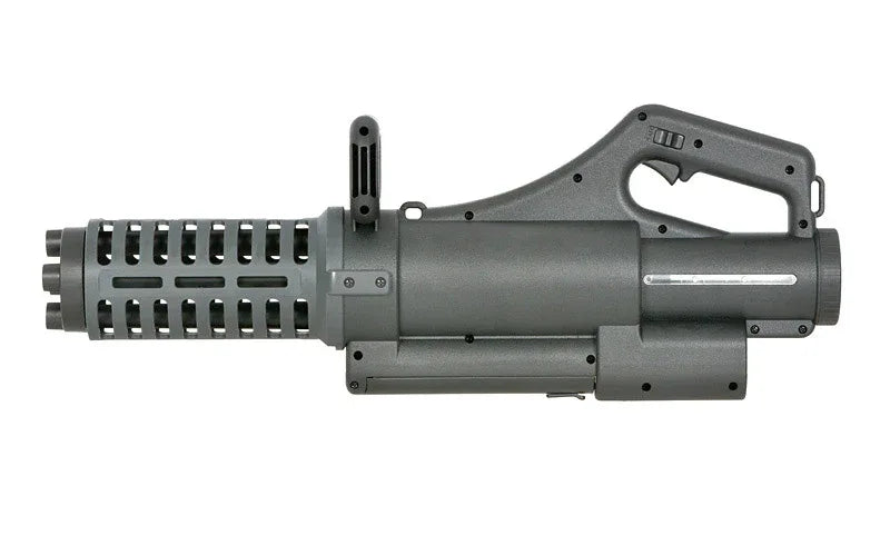 WELL AEG Minigun Airsoft with ergonomic grip and tactical design for outdoor gaming