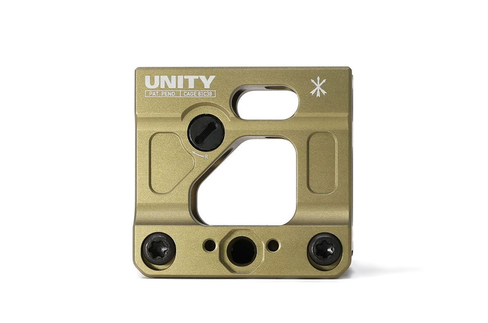 Unity Mount T1 T2 Airsoft accessory in olive drab color with durable aluminum construction